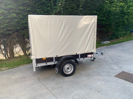 Enkelas aanhangwagen met huif 220x130x150